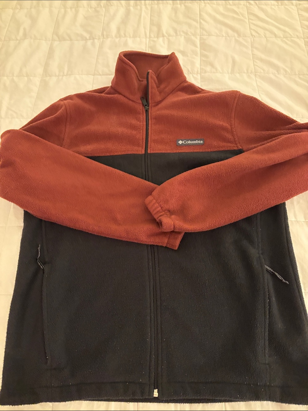 Columbia Two-Tone Rust and Black Fleece Zip Jacket